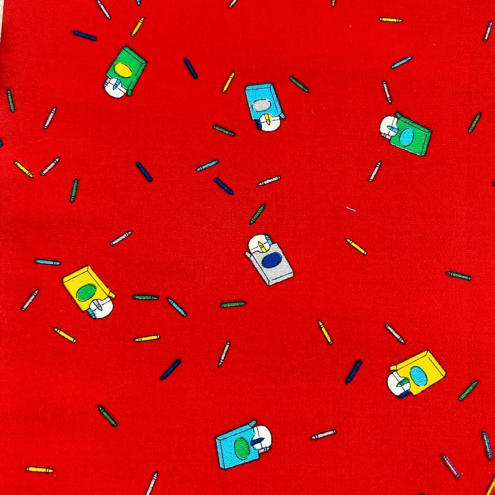 2 Yards X 62" Bright Red Fabric Colors Crayons Teachers School Medium Weight